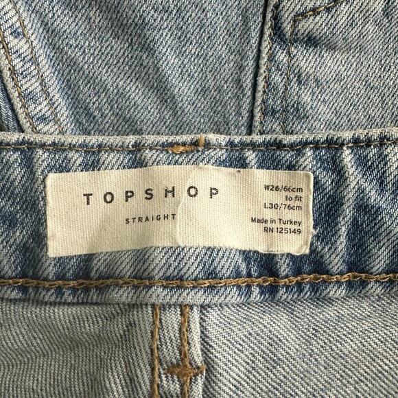 2/$30 Topshop Straight Leg Jeans High Rise Ankle Crop Distressed Light W26 #9242 - Picture 6 of 9